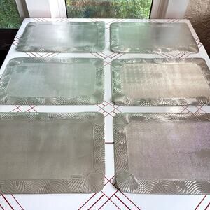 Vintage Town & Country Silver Shell Wave Placemats Set of 6 12x18